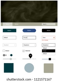 Light Blue, Yellow vector ui kit with clouds & stars. Web ui kit with abstract gradient clouds in its header. Beautiful layout for websites, landing pages.