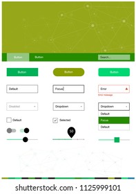 Light Blue, Yellow vector ui kit in polygonal style with circles. Style guide in polygonal style with triangles, circles. This sample is for your landing page.