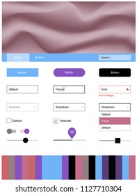 Light Blue, Yellow vector ui ux kit with lines, ovals. Elegant bright illustration with gradient  in memphis style. This template you can use for websites.