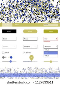 Light Blue, Yellow vector ui kit with dots. Beautiful ui ux kit with colorful dots in its header. This sample is for your landing page.