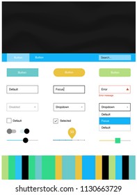 Light Blue, Yellow vector ui ux kit with lines, ovals. Shining curly illustration in marble style with gradient. This template you can use for websites.