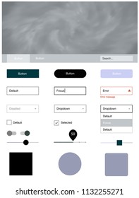 Light Blue, Yellow vector ui kit with clouds & stars. Colorful Style guide with stars on abstract background. This template you can use for landing pages.