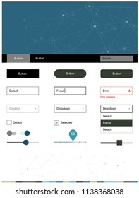 Light Blue, Yellow vector ui ux kit in triangular style with circles. Simple Material Design Kit with colorful triangles, circles. Modern template for your landing page.
