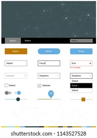 Light Blue, Yellow vector ui kit in polygonal style with circles. Ui kit design in abstract style with colorful crystals, circles. Modern template for your landing page.