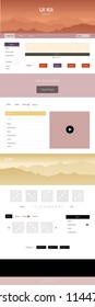 Light Blue, Yellow vector ui kit with landscape. Colorful Style guide with mountains on abstract background. Simple colorful design for tourist websites.