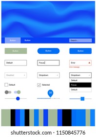 Light Blue, Yellow vector ui kit with bubble shapes. Creative illustration in halftone marble style with gradient. Simple colorful design for websites.