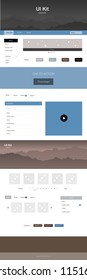 Light Blue, Yellow vector ui ux kit with hills and rocks. Simple Material Design Kit with colorful mountains in header. Template for landing pages of leisure.