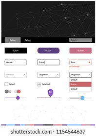 Light Blue, Yellow vector ui ux kit in triangular style with circles. Simple Material Design Kit with colorful triangles, circles. This sample is for your landing page.