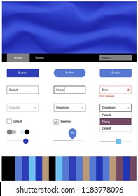 Light Blue, Yellow vector ui ux kit with lines, ovals. Shining curly illustration in marble style with gradient. Simple colorful design for websites.