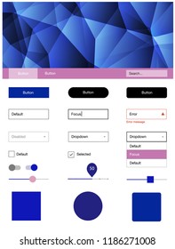 Light Blue, Yellow vector ui kit in polygonal style. Decorative ui kit design in abstract style with colorful crystals. This sample is for your website.