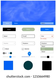 Light Blue, Yellow vector ui ux kit with space stars. Modern Style guide with colorful gradient sky in its header. Beautiful layout for websites, landing pages.