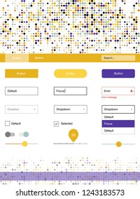 Light Blue, Yellow vector ui ux kit with circles. Colorful Style guide with circles on abstract background. Beautiful layout for websites, landing pages.