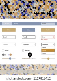 Light Blue, Yellow vector web ui kit with spheres. Simple Material Design Kit with colorful dots in header. Modern template for your landing page.