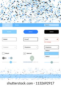 Light Blue, Yellow vector web ui kit with spheres. Web ui kit with abstract gradient circles in its header. Simple colorful design for websites.