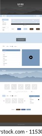 Light Blue, Yellow vector web ui kit with mountains. Simple Material Design Kit with colorful mountains in header. This sample is for your tourist website.