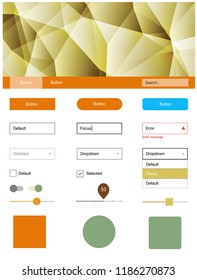Light Blue, Yellow vector web ui kit in polygonal style. Colorful Style guide with triangles on abstract background. This sample is for your website.