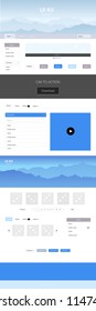 Light Blue, Yellow vector wireframe kit with nature. Colorful Style guide with mountains on abstract background. Beautiful layout for websites, landing pages.