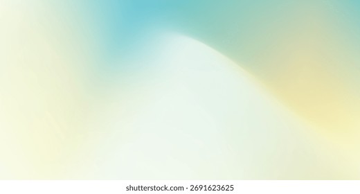 Light blue, yellow and white gradient background.Modern  Abstract beautiful blue clear sky with white clouds and blurry sun. Pastel minimal sky. Soft horizontal vector illustration, poster Eps 10