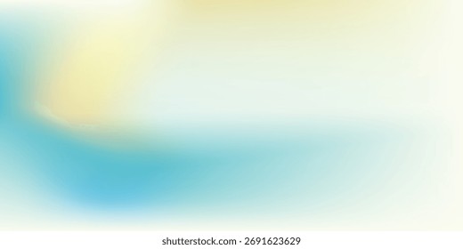 Fondo azul claro, amarillo y blanco degradado. Cielo azul claro hermoso Abstractas moderno con nubes blancas y sol borroso. Cielo mínimo pastel. Ilustración vectorial Horizontal suave, cartel Eps 10