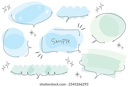 Light blue and yellow-green watercolor-style handwritten speech bubble