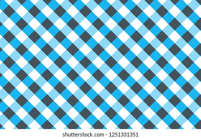 Light blue,black and white gingham pattern teblechloth.Vector illustration.EPS-10