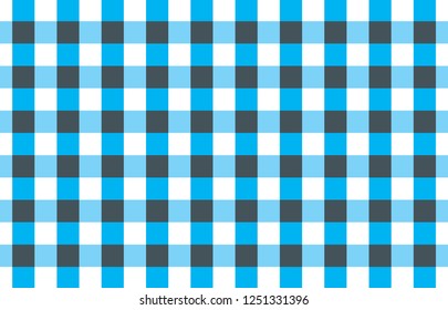 Light blue,black and white gingham pattern teblechloth.Vector illustration.EPS-10