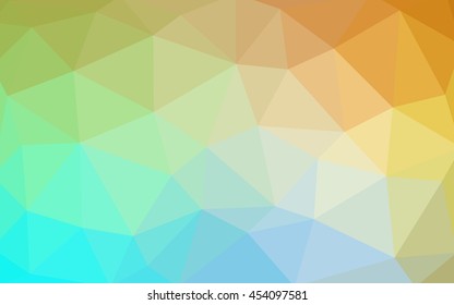 Light blue-yellow polygonal illustration, which consist of triangles. Triangular design for your business. Geometric background in Origami style with gradient.