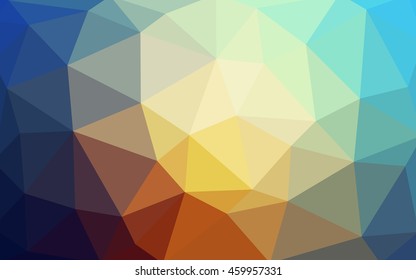 Light blue-yellow polygonal illustration, which consist of triangles. Triangular design for your business. Geometric background in Origami style with gradient.