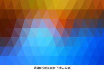 Light blue-yellow triangle mosaic pattern. Geometric illustration in Origami style with gradient.  A completely new template for your business design.