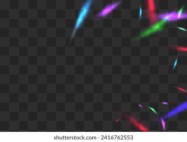 Light Blur Vector Transparent Background. Bright Sparkle Realistic Texture. Holo Prism Glamour Pattern. Iridescent Dreamy Glare Banner.