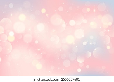 Fondo de bokeh ligero. Abstractas textura beige con suave brillo. Gradiente azul y rosa borroso con brillo dorado. Fondo elegante pastel con gradación neutra para Anuncio e invitación. Vector 
