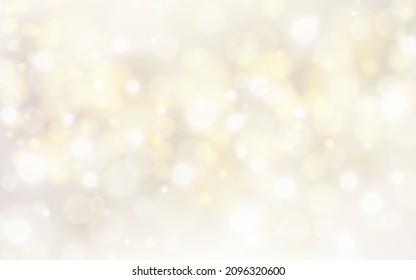 Fondo ligero de bokeh. Textura borrosa de oro con bengalas. Luz brillante desenfocada. Fondo de borrosidad abstracto suave. Plantilla festiva no enfocada con bokeh plateado. Ilustración vectorial.