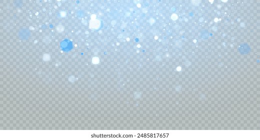  Light bokeh of blue dust with reflections. Christmas glowing bokeh and glitter overlay texture for your design on a transparent background. Blue particles abstract vector background.

