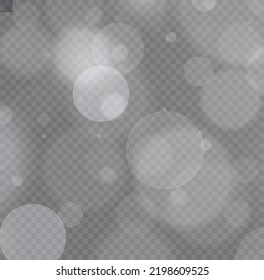 Light bokeh effect isolated on transparent background. Light abstract glowing bokeh lights. Christmas background from shining dust. Christmas concept flare sparkle. White png dust light. 