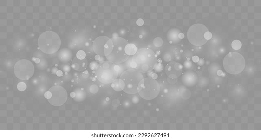 Efecto de bokeh ligero aislado en un fondo transparente. Luces de bokeh abstractas y luminosas. Fondo de Navidad de polvo brillante. 
