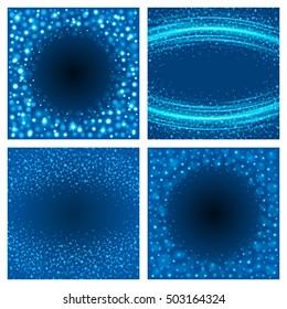 Light Bokeh Set Backgrounds Vector Illustration. Magic Defocused Glitter Sparkles. Good for promotion materials, Brochures, Banners. Abstract Backdrop.