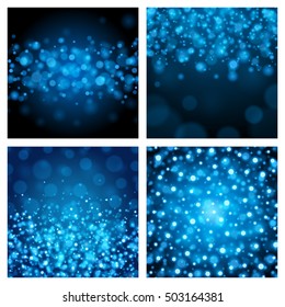 Light Bokeh Set Backgrounds Vector Illustration. Magic Defocused Glitter Sparkles. Good for promotion materials, Brochures, Banners. Abstract Backdrop.