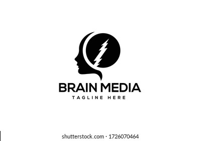 Light Bolt Brain Icon Logo vector