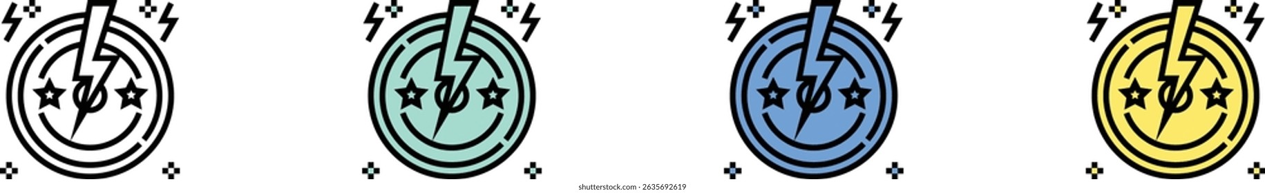 light bolt icon. Outline, Green, Blue and Yellow Style Design Isolated On White Background