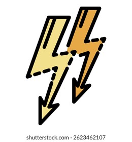 Light bolt icon. Outline light bolt vector icon color flat isolated on white