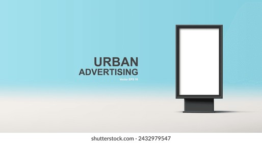 Light box 3d realistic mockup, street OOH advertising, blank template for promo