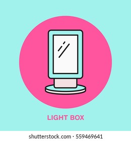 Light box display line icon. Advertising exhibition, promotion design element. Trade objects flat sign