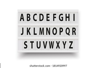 Light box isolated on white background vector illustration.Light box fully customizable with changeable Alphabets A to Z letters.