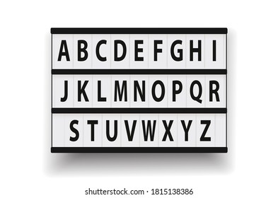 Light box isolated on white background vector illustration. Light box fully customizable with changeable Alphabets A to Z letters.