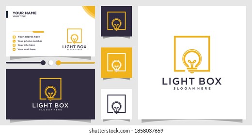 Light box logo with modern unique concept and business card design Premium Vector