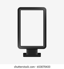 Light box - realistic mockup. Blank template of citylight. Outdoor advertising stand board, vertical billboard. Vector illustration.