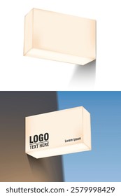 Light box sign for advertising on a white and black background