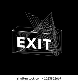 Light Box Sign with text "Exit" with glitch effect.