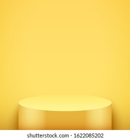 Light box with Yellow presentation circle podium on light backdrop. Editable Background Vector illustration.