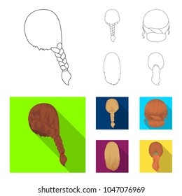 Light braid, fish tail and other types of hairstyles. Back hairstyle set collection icons in outline,flat style vector symbol stock illustration web.